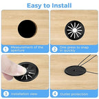 8 Pcs Cable Grommet, Snap Bushing 1-3/4" (45 mm) Mounting Diameter, Flexible Petal-Shaped Buckle Round Nylon Desk Grommet for Wires Through Countertop Cord Organizer and Protection, Black