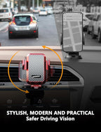 Wireless Car Charger, 15W Fast Charging Auto Clamping Car Charger Cell Phone Holder Mount Vent for iPhone 15 14 13 12 Mini Pro Max 11 XR, Samsung Galaxy S23 Ultra S22 S21+ Note 20, etc - Red