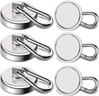 LOVIMAG Magnetic Hooks Heavy Duty, 150LBS Super Strong Magnet Hooks Magnetic Hook Cruise, Neodymium Magnets with Swivel Carabiner Hook for Hanging, Kitchen, Cruise Cabins, Grill, Tool Room-6 Pack