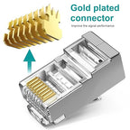 50-Pack Cat 6 Shielded Pass Through RJ45 Connectors + 50Pack RJ45 Strain Relief Boots, 8P8C Modular Ethernet STP Network Cable Plug End for Cat6 Cat5e