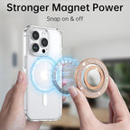 Syncwire Magnetic Phone Grip for MagSafe, Magnetic Sparkle Phone Ring Holder, Rotatable Kickstand Cell Phone Stand Removable MagSafe Accessories for iPhone 15 Pro Max 14 13 12,Android- Rose Gold