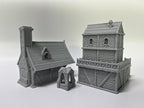 Medieval Miniature Building Terrain Set Compatible with Tabletop RPG War Games, Dioramas Building Set, Paintable, Gift for Tabletop Hobby Enthusiasts by HAUTICO (18mm Scale)