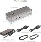 StarTech.com Dual-Laptop USB-C KVM Docking Station, Dual Monitor 4K 60Hz DisplayPort Dock, 5-Port USB Hub, GbE, 90W/45W Power Delivery to Two Laptops, Windows/Mac, 2-Host KVM Dock, TAA