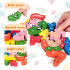LovesTown Rooster Wooden Puzzles for Toddlers, Montessori ABC Learning Toys for Kids Ages 3-6, 26 Letters, Colorful Educational GIFS