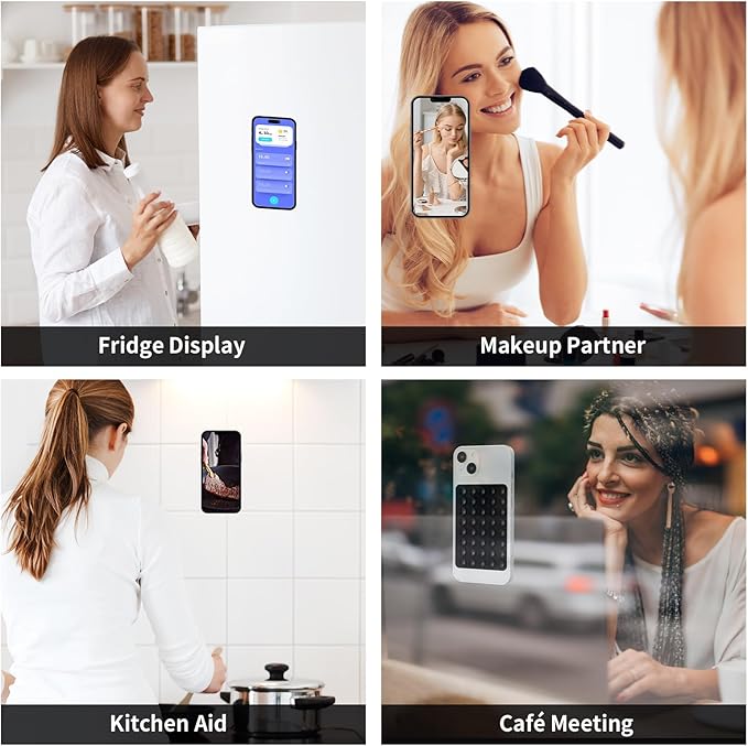 2 Pack Silicone Double-Sided Suction Grip – 40 Cups per Side, Strong Hold for iPhone, Galaxy, Pixel, Android – Hands-Free for Selfies & Videos (Black)