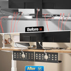2 Pack Cable Management Under Desk Black, Cinati 32" Large Cable Management Tray, Under Desk Alloy Steel Wire Organizers, Cord Hider Tray for Office and Home - Tape or Screw Installation