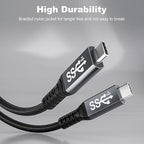 10FT USB-C 3.1 Gen 2 Cable 10Gbps Data Transfer, 60Hz Video Output, 4K Display,100W(5A),USB C Video Monitor Cable 100W PD Fast Charging Compatible with Thunderbolt3 MacBook iPhone 15 iPad