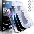 SMARTDEVIL 2+2Pack Privacy Screen Protector for iPhone 14 Pro Max with Camera Lens Protector,Shatterproof Tempered Glass [True 28°Anti Spy][9H Hardness][Auto Dust-Elimination Install][Bubble Free]
