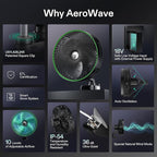 VIVOSUN AeroWave E9 Grow Tent Fan 9”, EC Motor, WiFi-Controllable, US Patented Auto Oscillating Clip fan, IP54 Weatherproof, Strong Airflow & Quiet for Hydroponic Ventilation Circulation, Black