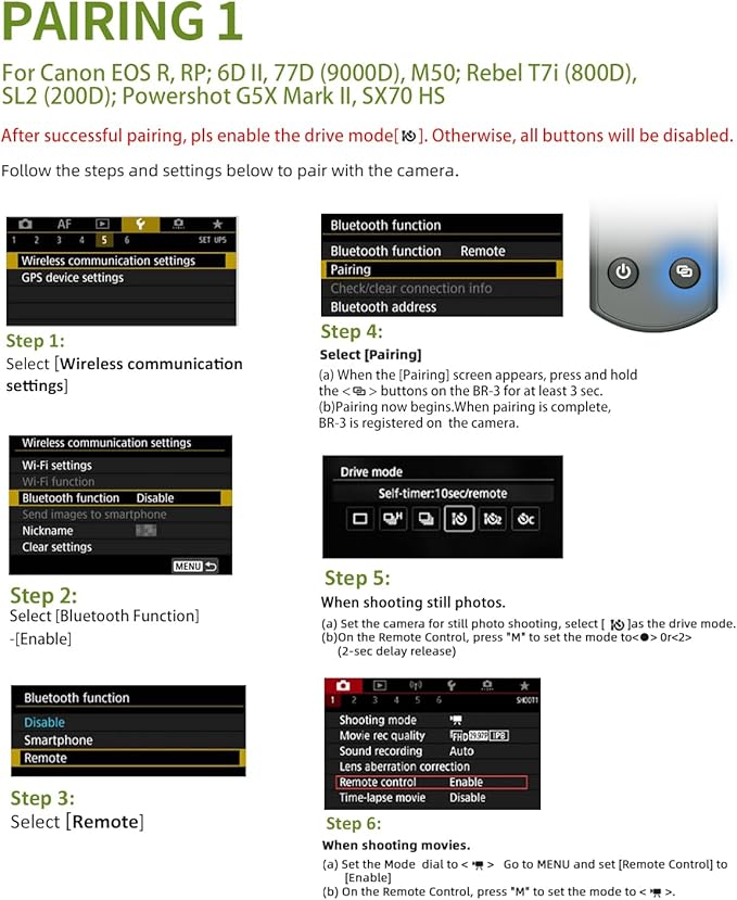 for Canon Camera Remote Control, Hanpusen Rechargeable Wireless Shutter Release with OLED Screen for R50/G7X Mark III/R8/R5/R/RP/R50 V/R10/R5 Mark II/M50/M200/6D Mark II/M6 Mark II, Replace BR-E1