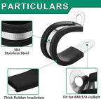 30pcs 1/8 Inch Stainless Steel Cable Clamps,Rubber Coated Cushioned Insulated Cable Clamp,Automotive Cable Wire Clamps,Pipe Clamps,Metal Clamp for Tube,Lines,Wire Cord Installation(Black,3mm)
