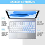 typecase Touch iPad 10th Generation Case with Keyboard (10.9", 2022) and iPad A16 (11th Gen, 2025) – 360° Rotatable, 11-Color Backlit, Multi-Touch Trackpad, Thin & Light (Silver)