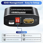 1x2 HDMI Splitter, HDR 4K@60Hz HDMI spliter 1 in 2 Out, Supports HDMI 2.0, HDCP 2.2, Mirror Screen Monitors Supports EDID Control for Xbox PS3/4/5 PC DVD Fire Stick Blu-Ray Player TV