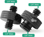 Camera Mount Screw 1/4" Male to 1/4" Male & 1/4" to 3/8" Tripod Screw Adapter with Hole 7 Pcs Set for Camera Tripod Mount Light Stand DSLR Equipped with Hex-L Key (Black)