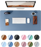 YSAGi Leather Desk Protector, Office Mat, Large Mouse Mat, Non-Slip PU Leather Blotter, Laptop Desk, Waterproof Writing Pad for Office and Home (Blue, 23.6" x 13.8")