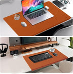 Desk Mat with Lip & Reinforced Stitched Edge|Non-Slip Waterproof PU Leather Desk Pad|Ergonomic Keyboard Mouse Pad with Edge Protector|for Office, Home, Study(28.74" x 16.73",Brown)