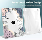 TWOLSKOO Compatible with M4 MacBook Air 13.6 inch Case 2025-2022 Release M4 A3240 M3 A3113 M2 A2681, Plastic Hard Shell & Keyboard Cover & Type C Adapter & Screen Protector, Spring Line Art