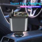 MLVOC Starlight Retractable 66W USB C Car Charger, 4-in-1 Fast Charging Adapter with Dual USB Ports, PD & QC 3.0 for iPhone, Samsung, Android (Black)