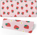 Gaming Mouse Pad Strawberry Desk Mat for Desktop Long Computer Keyboard Desk Pad Mouse Mat with Non-Slip Rubber Base Stitched Edges for Computer Home Office Gaming 31.5×11.8