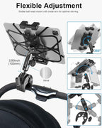 Metal iPad Tablet Mount for Boat Helm, Wheelchair Pole, Golf Cart, Stroller, Mic Stand, Fitness Bike, Road Mountain Bicycle - 360° Adjustable Handlebar Clamp for 4.7-13" iPad Pro, Air, Mini, Galaxy