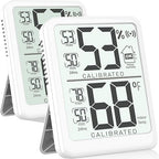 Antonki 2-Pack Room Thermometer, Digital Small Hygrometer Indoor Thermometer Humidity Gauge, Temperature Humidity Meter with Max/Min Record Monitor Sensor for Home, Plants - Battery Included