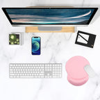 ITNRSIIET Ergonomic Mouse Pad with Gel Wrist Support Small Wrist Rest Smooth Surface Non-Slip PU Base Comfortable Office Supplies Pain Relief, 8.7 x 7.2 inches, Pink