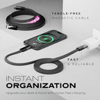 Statik MagStack USB to USB C Cable, Magnetic Anti Tangle Flat A to Type C Charger Fast Charging Cord, Magnetic Charging Cable, Compatible with iPhone 16 Pro Max, Galaxy S24 Ultra, 27W 6FT/2M, 3-Pack
