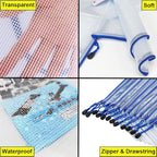 AUSTARK 20Pcs Board Games Storage Bags, PVC Mesh Zipper Pouches, Zippered File Bags, Plastic Waterproof Storage Bags for Office School Home Travel Cosmetic (B6 Size 7.6 x 5.3 Inches, White and Blue)