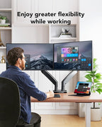 HUANUO Dual Monitor Stand for 13 to 40 inch, Premium Dual Monitor Mount with USB, Height Adjustable Monitor Stand for 2 Monitors, VESA Mount with Clamp/Grommet Base, Each Arm Hold up to 26.4lbs, HNDS7