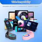 Gifts for Men Women,Cell Phone Stand with Wireless Bluetooth Speaker,Colorful Ambient Light 360° Foldable for Tablet iPhone Android 2 Wireless Microphones HD Surround Sound (Black)