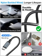4-in-2 Multi Charging Cable for Apple Watch Charger/Samsung/iPhone Charger,Car/Office/Camping/Travel Essentials,Type C Cable Cord for iWatch Ultra/10-2/iPhone 16-11/Samsung S25-S20,iPad,airPods-Black