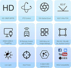 PTZ Camera HDMI/USB 10X Optical Zoom 60fps 1080P Video Conference Camera for Church Worship Live Streaming Meeting Online Learn with Zoom YouTube OBS and More