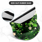 ITNRSIIET Ergonomic Mouse Pad with Gel Wrist Support Small Wrist Rest Smooth Surface Non-Slip PU Base Comfortable Office Supplies Pain Relief, 8.7 x 7.2 inches, Green Leave Cat