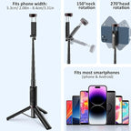 Selfie Stick Aluminum Alloy Selfie Stick Tripod with Remote Foldable Travel Tripod Stand 270 Rotation Compatible with iPhone/Android/Go Pro Camera