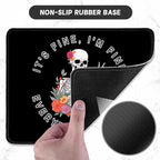ITNRSIIET Mouse Pad with Stitched Edge Premium Textured Smooth Precise Operation Waterproof Washable Non-Slip Rubber Base Desktop Protection Mat, 10.2×8.3×0.12 inches, Flower Skull