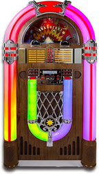 Arkrocket Saturn V Full Size Jukebox Vinyl Record Player Bluetooth USB SD CD Player Radio Retro Turntable Classic Jukebox 51 inch (Saturn V - Dark Oak)