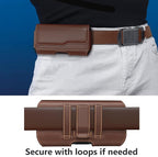 DeBin Holster for Large iPhone Plus, ProMax 16 15 14 13 12 11 Xs Max - Cell Phone Belt Holder Case with Clip Carrying Pouch Cover (Fits Phone with Protective Case on) Brown
