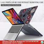 CISSOOK Compatible with MacBook Air 13.6 inch Case 2022 2023 2024 2025 Model A2681 A3113 A3240, Plastic Hard Case with Keyboard Cover Screen Protector Type C Adapter, Texture Flowers
