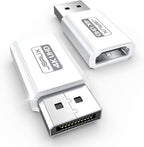 4K DisplayPort to HDMI Adapter 2-Pack, JSAUX DP PC to HDMI Monitor Converter Video UHD 2K@120Hz,4K@30 DP to HDTV Male to Female Uni-Directional adapter Compatible with Dell, Lenovo, HP,GPU, AMD -White