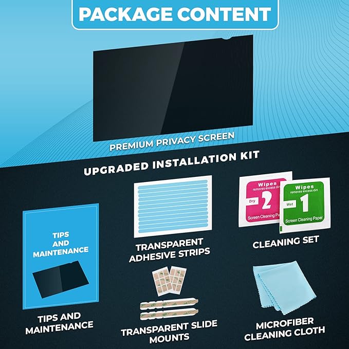 Privacy Screen Filter for 19 Inches Desktop Computer Monitor, Screen Protector size is 16.1 inch width x 10.1 inch height