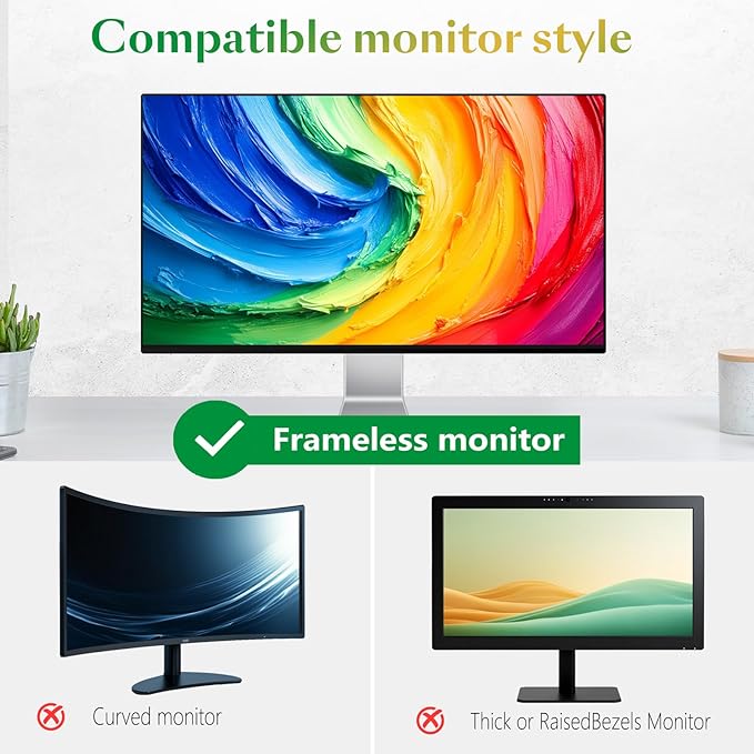Magnetic Computer Privacy Screen Filter 24 Inch for Frameless Monitor Thin Bezel 16:9 Widescreen, 24in Hanging Removable Anti Blue Light Eye Protection Shield, Anti Spy Protector Panel