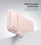 SURITCH for iPhone 13 Pro Max/12 Pro Max Case with Magnetic Camera Slide Cover and Adjustable Kickstand, Compatible with MagSafe, Shockproof Bumper Case Slim Protective Cover 6.7 Inch, Pink