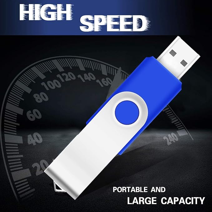 1GB Bulk Flash Drives 50 Pack, EASTBULL USB 2.0 Metal Flash Drive Bulk Swivel Thumb Drives Pack (Blue)