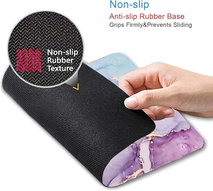 IMAYONDIA Pink Blue Marble Mouse Pad, Purple Alcohol Ink Pattern Gaming Mouse Pad, Modern Fluid Art Mousepad Design, Non-Slip Rubber Base Computer Mice Pad for School Home Office, 9.5 x 7.9 Inch