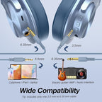 OneOdio A70 Bluetooth Over Ear Headphones, Wireless Headphones w/ 72H Playtime, Hi-Res, 3.5mm/6.35mm Wired Audio Jack for Studio Monitor & Mixing DJ Guitar AMP, Computer Laptop PC Tablet - Sky Blue