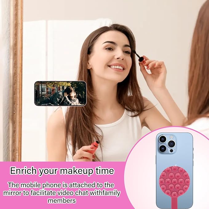 Magnetic Suction Cup Phone Mount,Suction Phone Case Grip Stand Holder for MagSafe, Compatible with iPhone 15 Pro Max, Hands-Free Mirror Shower Phone Holder Accessory for TikTok Videos, Black