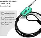 6ft Python Cable Lock for Bike, Bicycle, Trail Camera, 4 Digit Combination Lock, Heavy Duty Anti Theft Candado, Adjustable Locking Cable for Trail Cam, Kayak, eBike, Outdoor Equipment