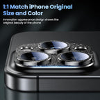 Uyiton Compatible with iPhone 16 Pro/iPhone 16 Pro Max Camera Lens Protector - [Not Easy to Break][Strong Adsorption][Case-Friendly] Metal Tempered Glass Rear Camera Screen Cover - Glitter Black