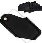 TobbinGear Left-Handed Leather Cell Phone Holster with Belt Clip, Universal Phone Holster for Men Belt Holder, Leather Case for iPhone, Samsung Galaxy Phones, Black, Medium