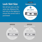 Kensington Combination Cable T-Bar Standard Lock Slot for Laptops, Resettable 4 digit password with 6 Foot Cable, K64673AM